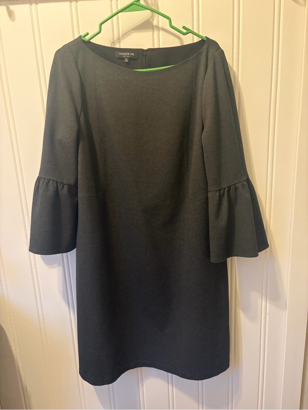 Lafayette 148 Marissa Bell Sleeve Grey Dress Size L - Picture 2 of 10